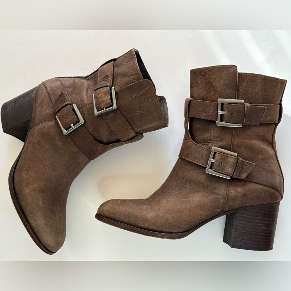 LAUREN Ralph Lauren GEN Leather Moto Heeled Boots Women’s Size 10